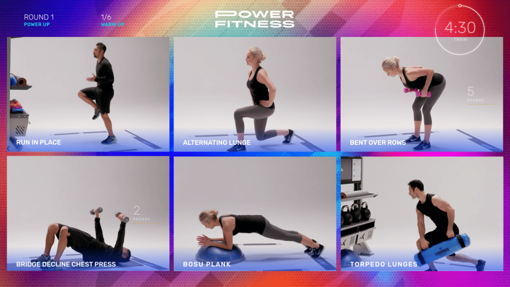 Power Fitness Studio virtual guided screen.