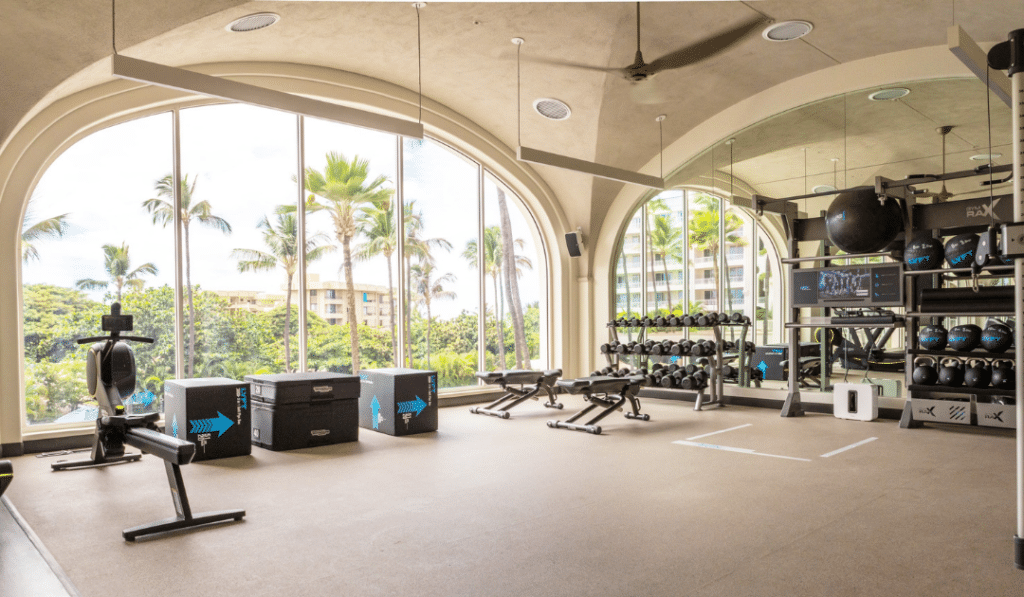 Fairmont Hotel Gym Design with Gym Rax Ecore Gym Flooring aktiv functional fitness equipment